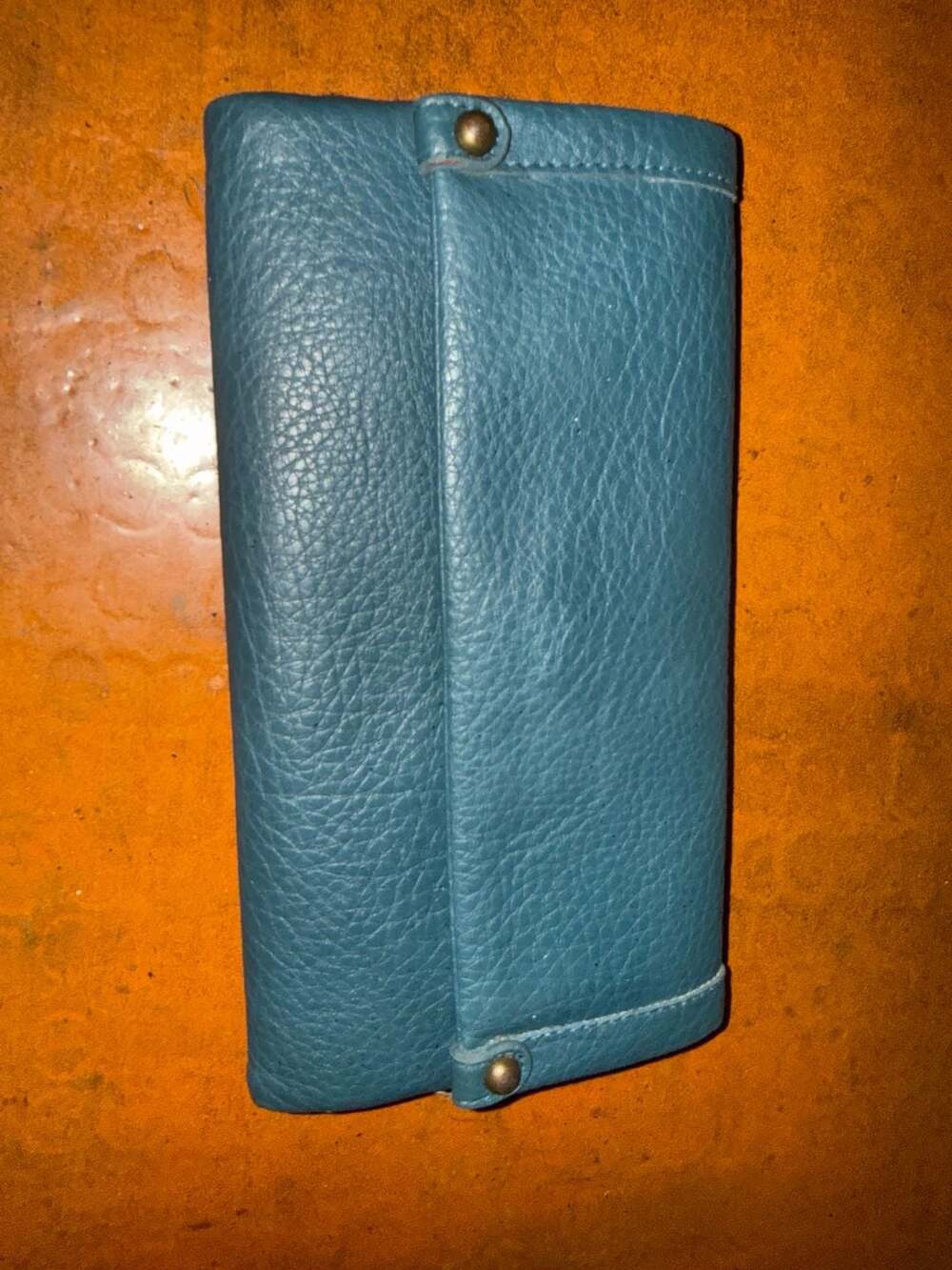 Time and Tru Blue Faux Leather Flap Wallet